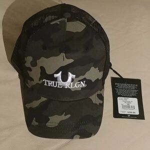 TRUE RELIGION TR2324 CAMO COTTON & POLYESTER TRUCKER CAP SIZE OSFM NWT $59